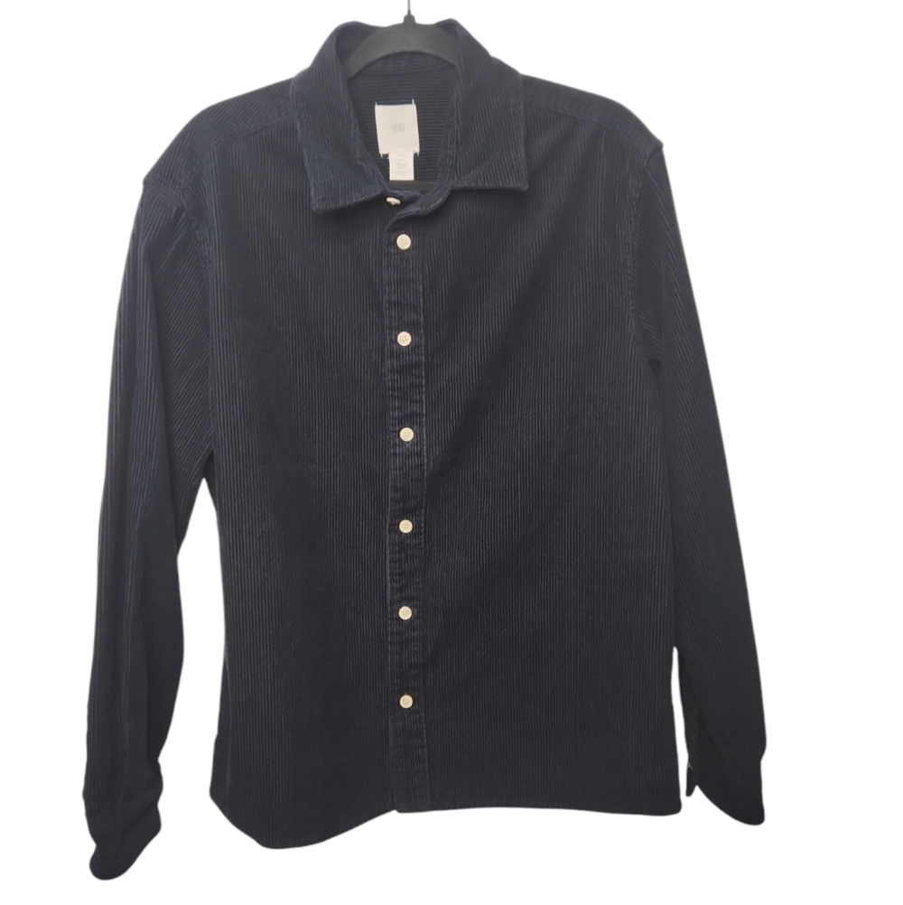 H&M L.O.G.G. Men's Dark Navy Corduory Cabincore Shacket Size M